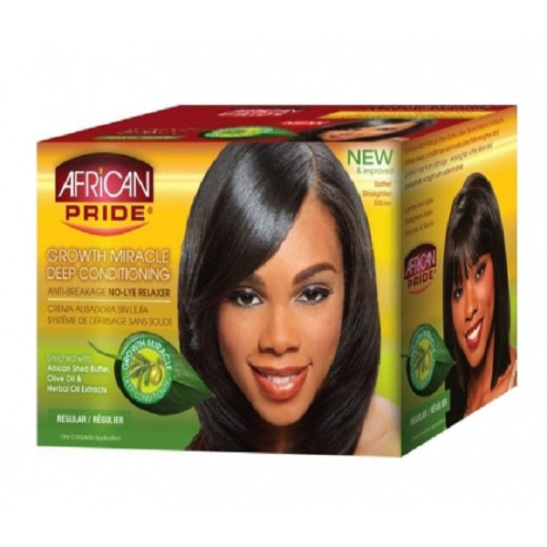 African Pride Olive Miracle Deep Conditioning No Lye Relaxer Kit Regular