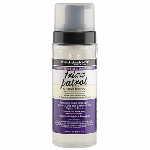 Aunt Jackie's Grapeseed Style Frizz Patrol Anti-Poof Twist & Curl Setting Mousse 8.5 oz