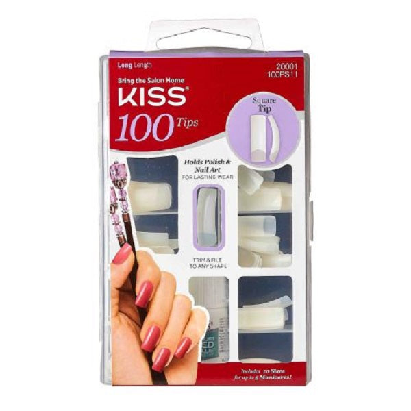 Kiss 100 Tips Long Length Square Tip