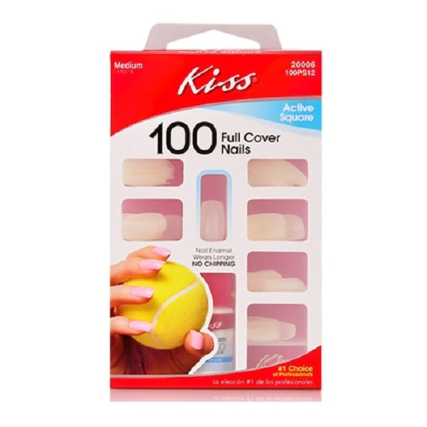 Kiss Bring the Salon Home Full Cover Nails 100 Tips Medium Length Active Square