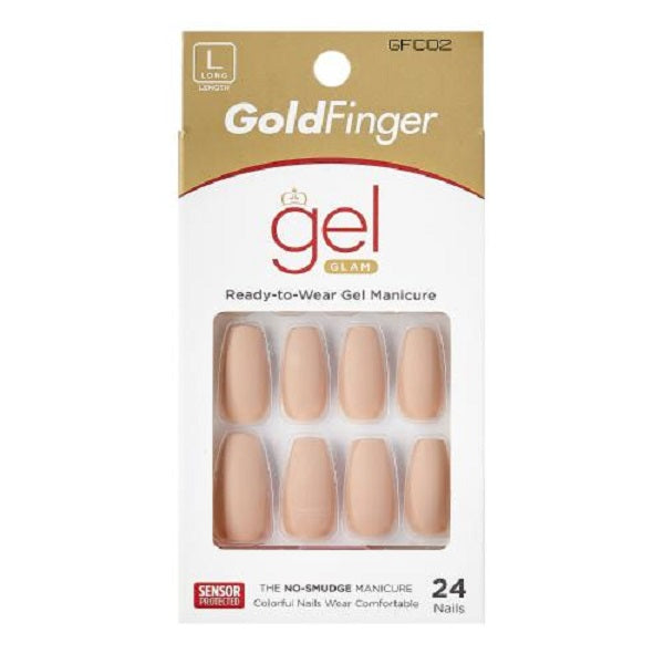 Kiss Gold Finger Gel Glam Color Nail Kit 24 Nails